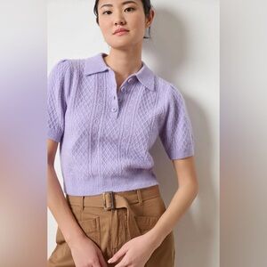 Lilla P 🌷 -MIXED STITCH ELBOW SLEEVE POLO